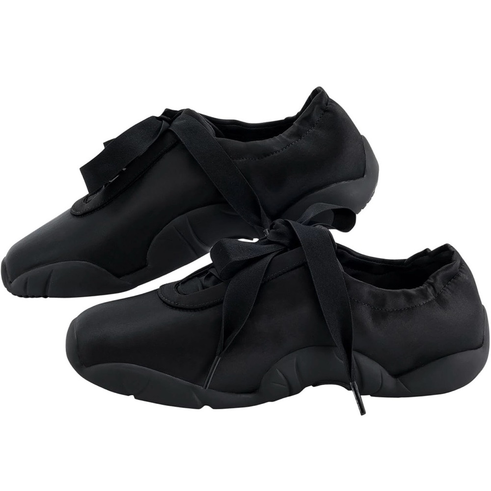 JW PEI Stylish Black Sneakers with Ribbon Laces